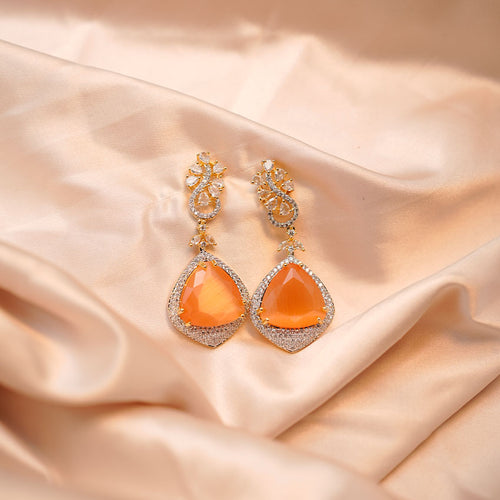 AD Earrings - Stones (Silver) - Orange