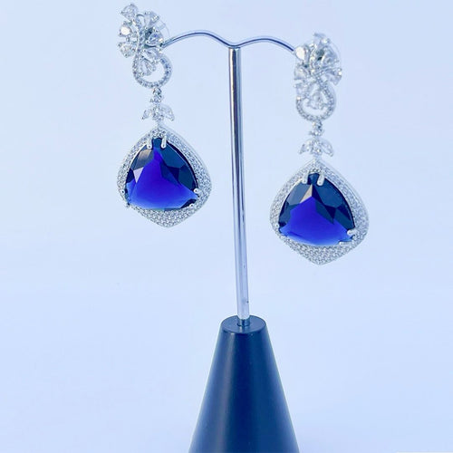 AD Earrings - Stones (Silver) - Blue