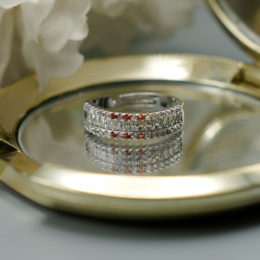 Ring - Round Challa Silver (Orange)